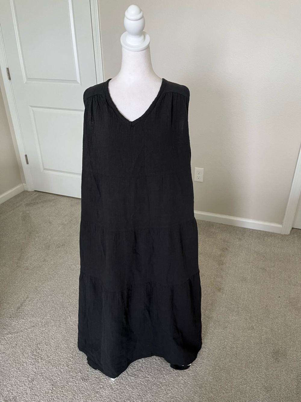 Quince Black Tiered Maxi Dress